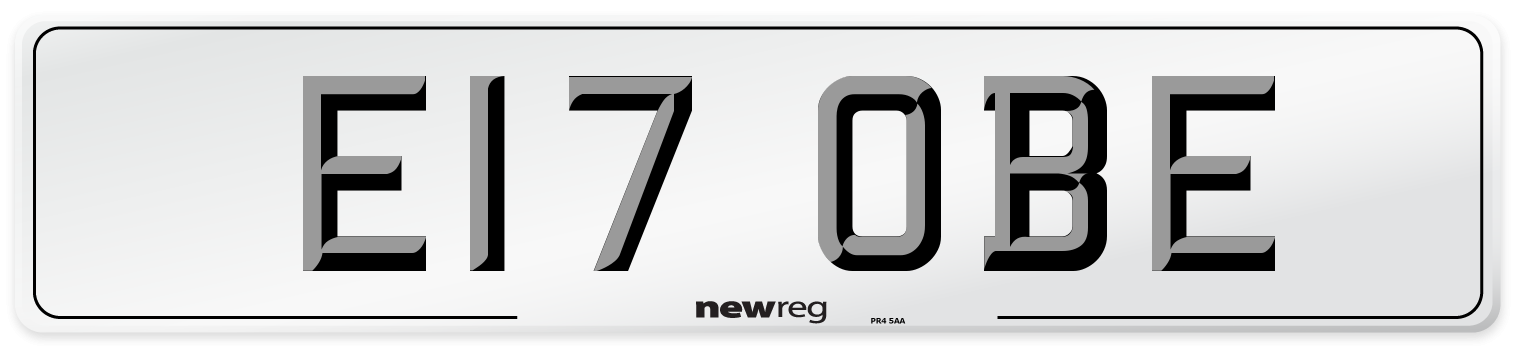 E17 OBE Number Plate from New Reg